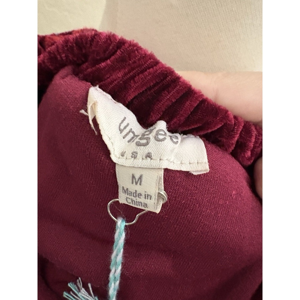 Umgee Off The Shoulder Mini Dress Sz M Velvet Floral Embroidered Milkmaid Boho - Picture 5 of 6